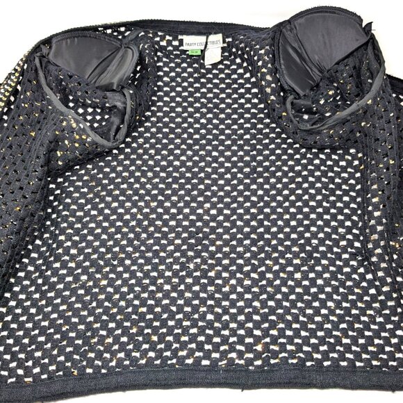 70s Sequin Crochet Cardigan Party Collectibles Size 10 Gold Silver Disco - Picture 9 of 16